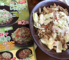 すき家のシーザーレタス牛丼。